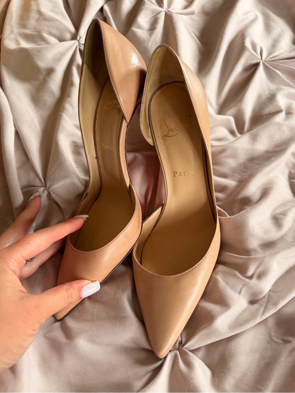 Christian Louboutin Blush Beige Pointed-Toe Pumps